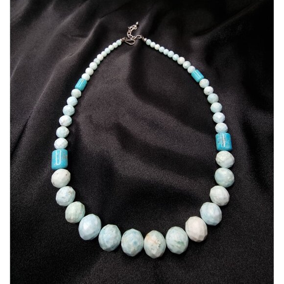 Rare Find Jay King Sterling Silver Larimar Beaded Necklace With Adjustable Chain - Picture 5 of 5
